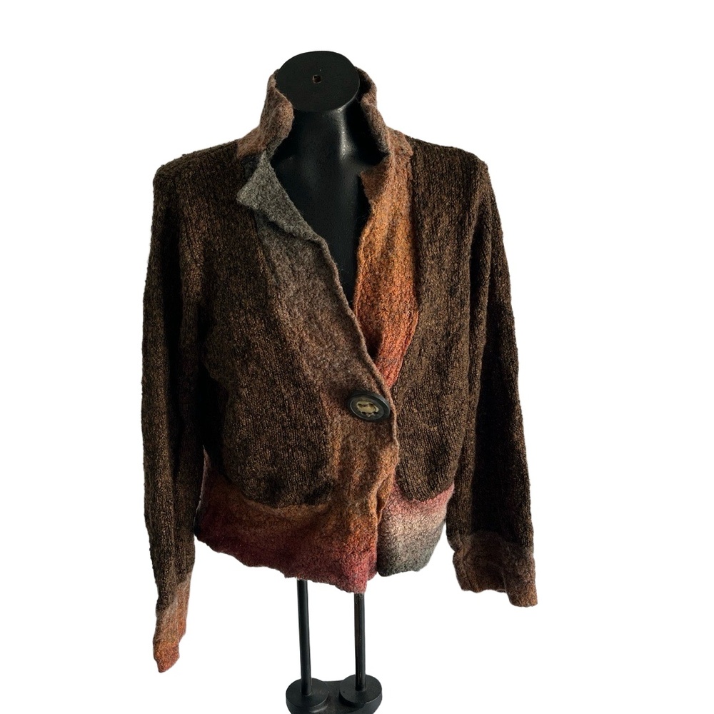 Curio Jacket Womens Size XL Gradient Knit Cardigan Button Closure Convertible Co